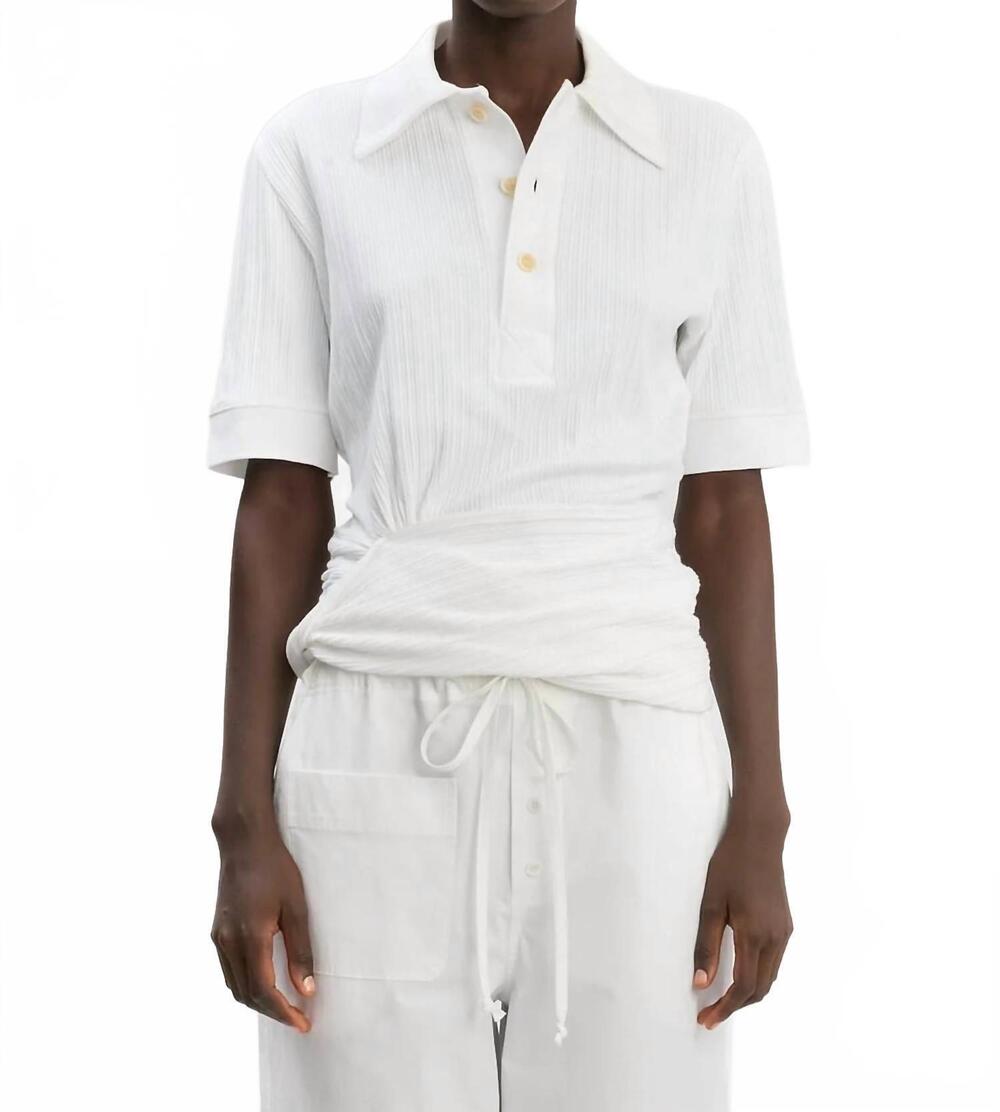 NEW VICTORIA BECKHAM twist detail polo top in white